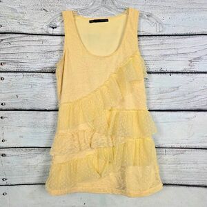 Maurices Womens Lace Ruffle Tank Top Yellow Layered S